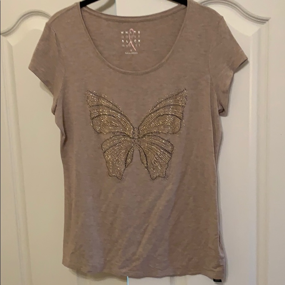 White House black market sparkle butterfly tee